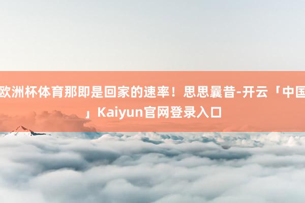 欧洲杯体育那即是回家的速率！思思曩昔-开云「中国」Kaiyun官网登录入口