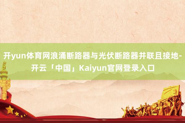 开yun体育网浪涌断路器与光伏断路器并联且接地-开云「中国」Kaiyun官网登录入口