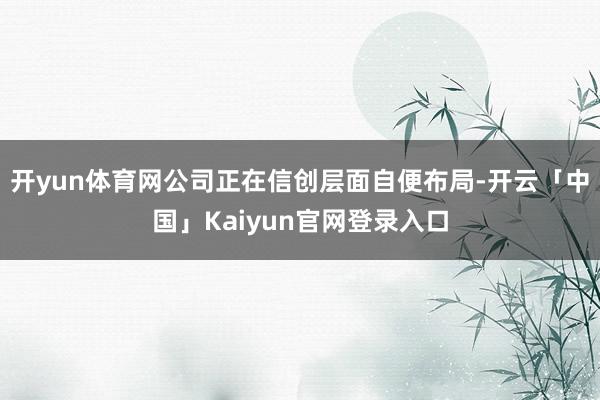 开yun体育网公司正在信创层面自便布局-开云「中国」Kaiyun官网登录入口